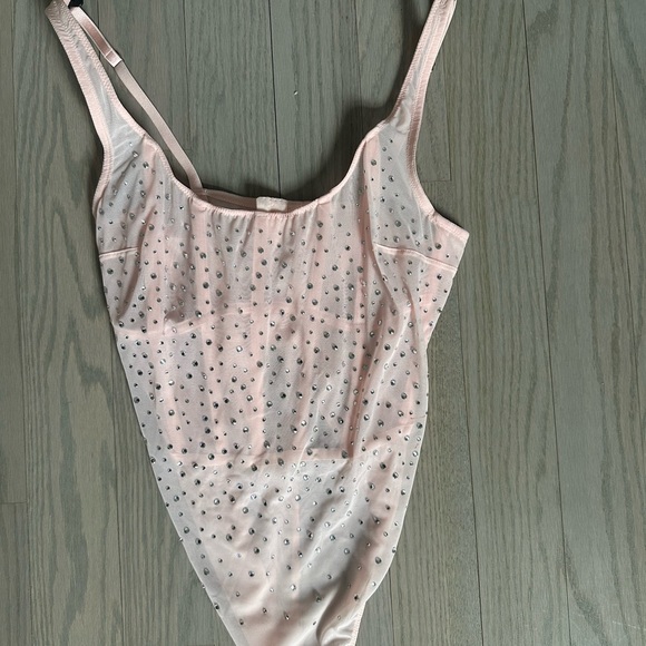 Victoria's Secret Tops - Victoria Secret Pink Rhinestone Bodysuit. Sz L. NWT!